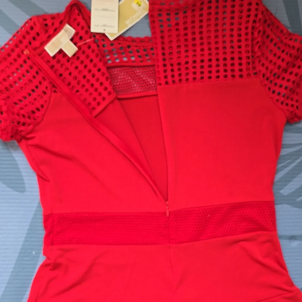 MICHAEL Michael Kors Red Ruffled Tiered Midi Dress - Picture 4 of 4